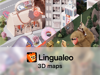 3D isometric maps and buildings for Lingualeo 3d 3d render animation buildings citybuilder game map gameart gamedev illustration map