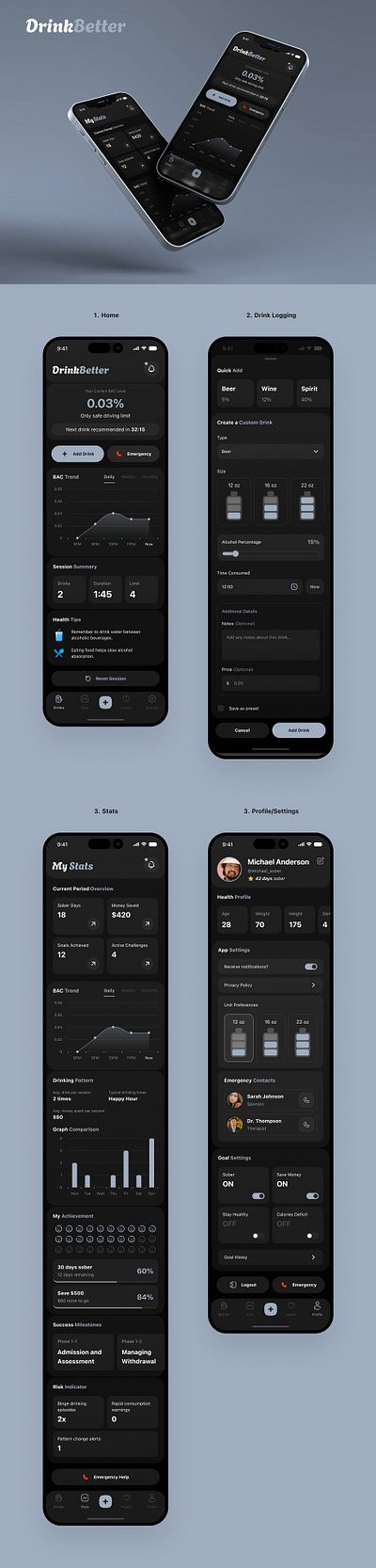 DrinkBetter App android app app ui application design figma ios mobile mobile app mobile app design mobile application ui ui app ui design uxui uxui design