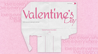 Valentine's Day card design development artwork banner brochure card cards creative design graphic design graphicdesign graphics illustraion illustrations minimalism pink poster poster design typography valentinecard valentinesday visual design