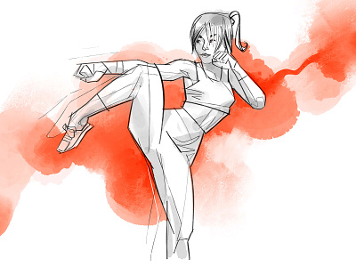 Defence 🤜🏻​ athlete defence fighter girlpower illustration kick kickboxing martialart muay thai