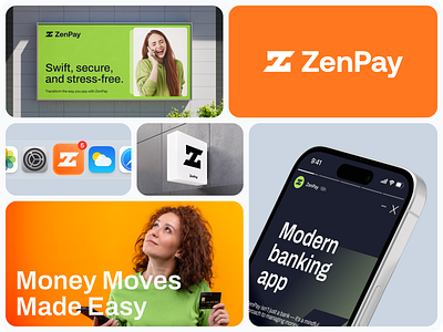 ZenPay – Modern Banking App Identity banking brand identity branding icon logo saas typography visual brand