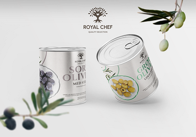 Canned Mediterranean Olives advert can chef food kitchen mediterranean mockup olives poster design product restaurant royal wares