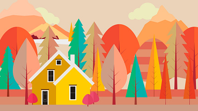 FOREST HOUSE design flat illustration illustration illustrator vector vectorart