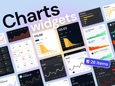 📈 Charts UI design widgets for mobile & web apps app charts dashboard design figma graphs infographics templates ui ui kit
