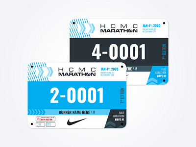 HCMC Marathon 2020 bib number blue graphic design half marathon hcmc ho chi minh city marathon race run running saigon sports vietnam