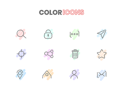 COLOR ICONS adobe xd colorful creative design design flat illustration thougtful typography uiuxdesign