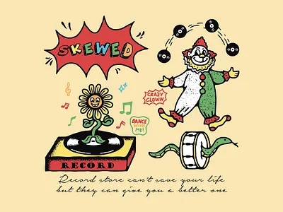 skewed record art artwork badge branding design doodle illustration illustrator records vektor vintagedesign