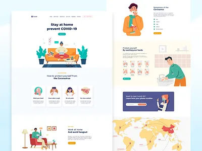 COVID-19 Prevention Web Design adobe xd concept covid19 illustration logo design prevention ui ux web design