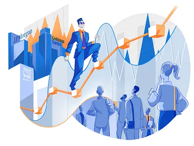 Ascent Earning banks branding businessman drawing finace fintech graphics growth illustration lifestyle manager society startup stats style trading