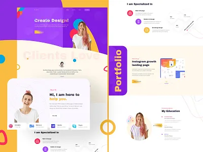 Creative Designer Portfolio Site adobe xd creative creative design design illustration modern portfolio portfolio site ui ux vector