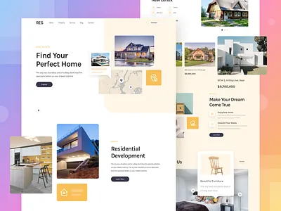 Real Estate Responsive Landing Page adobe xd design figma illustration real estate ui uiux ux