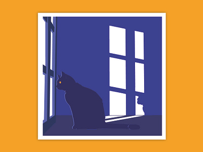 The blue cat blue cat cats dark illustration illustrator shadow yellow