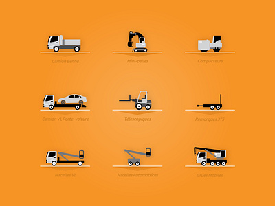 Route 61 cars construction crane graphic art graphic design icons truck