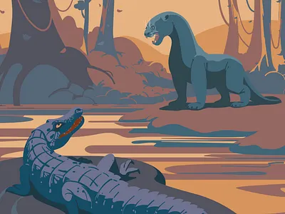 Swamp adobeillustrator amazoina america animal art artwork caiman crocodile digitalart digitalillustration drawing drawingart ecuador flat illustration illustration illustrator otter peru swamp vector