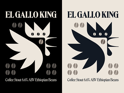 El Gallo King beans beer label bird chicken coffee crow el gallo gallo icon illustration logo morning nature packaging rooster stout symbol typography wake up