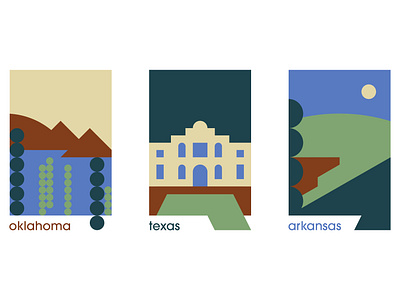 Minimalist U.S. States - Red River adobe illustrator alamo arkansas color design graphic artist illustration oklahoma red river states posters texas us states