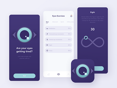 Eye trainer app design eye eyes eyetrainer flat illustration illustrator ios iosapp mobile mobile app mobile ui ui ux