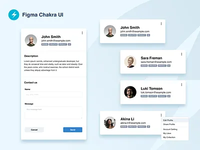 Figma Chakra UI - Example Use avatar buttons card components design design sistem email figma figma design form kit menu mobile options tags uikit web web app web design website