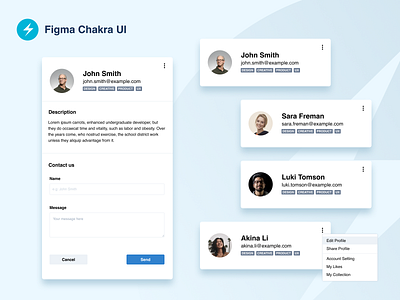 Figma Chakra UI - Example Use avatar buttons card components design design sistem email figma figma design form kit menu mobile options tags uikit web web app web design website