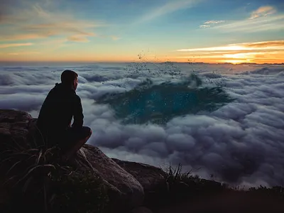 Homme galaxie clouds man sky space