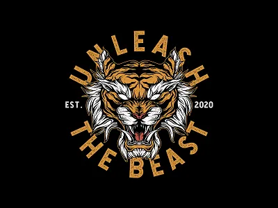 " UNLEASH THE BEAST " ( SOLD ) apparell artworkforsale band artwork bandmerch branding clothing clothing brand clothingline clothinglogo design for sale illustration poster illustration streetwear tiger tiger logo tiger mascot tshirt design