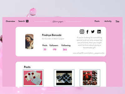 User Profile daily 100 challenge dailyui dailyui006