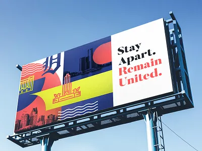 Stay Apart abstract billboard coronavirus covid19 detroit grain illustration ooh print serif shapes skyline traditional