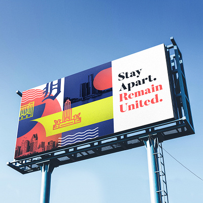 Stay Apart abstract billboard coronavirus covid19 detroit grain illustration ooh print serif shapes skyline traditional