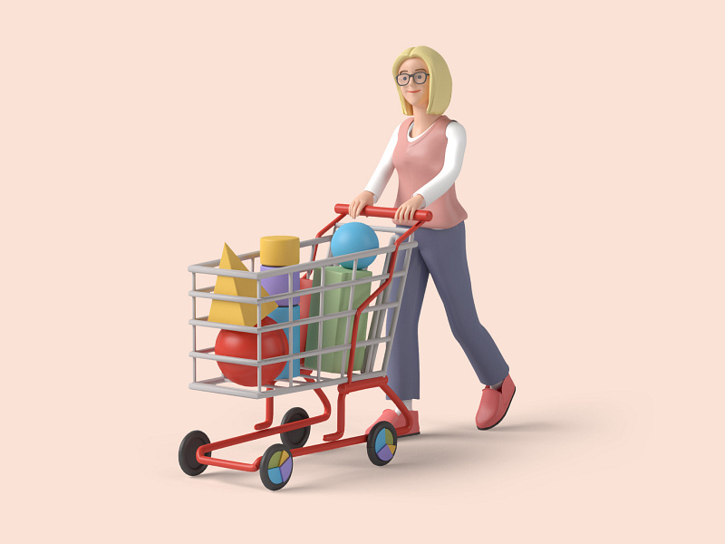 E-commerce 3d art 3dmodelling analytics shopping cart