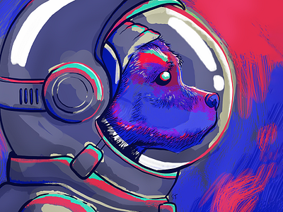 Cosmic Canine astronaut boxer canine cosmic cosmonaut digital dog doggy loose outerspace painting pitbull pup puppy space spaceman suit terrier