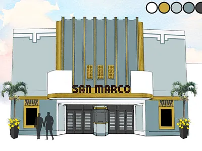 San MarcoTheatre exterior color design architectural architecture design historical illustration josh hoye rendering
