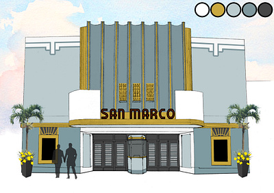 San MarcoTheatre exterior color design architectural architecture design historical illustration josh hoye rendering