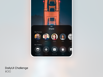 DashBack Share Drawer - DailyUI Challenge Day 010 010 daily daily 100 challenge daily ui dailyui design share