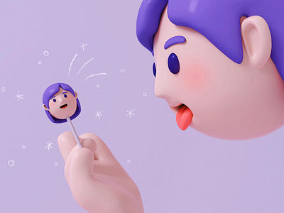 Lollipop girl 3d art design girl illustration