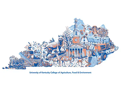 UK CAFE print agriculture design farming horses illustration kentucky print design