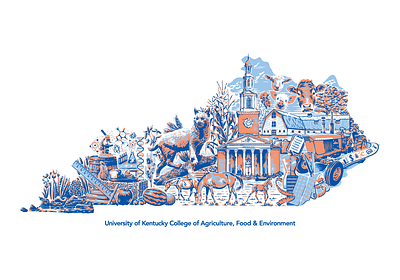 UK CAFE print agriculture design farming horses illustration kentucky print design