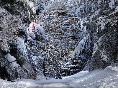 Sphere en verre forest hiver snow