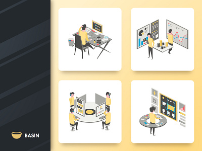 Basin Web Illustration Set app branding brush character design flat homepage icon illustration illustrations isometric minimal minimalistic set simple ui ux vector web website