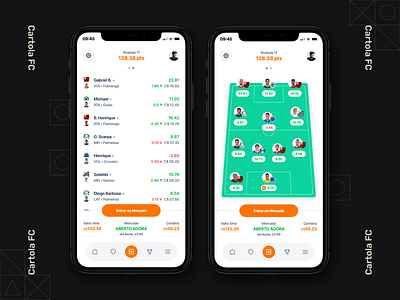 Cartola FC | Squad complexion reduction concept app fantasy fantasy app fantasy sports football ios iphone x soccer sports ui