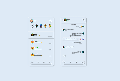 Message App using soft UI "Neomorphism " concept app branding design icon illustration message app mobile app mobile design neomorphism software design typography ui ux