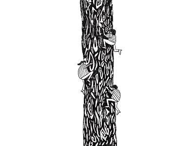 Quarantiny Beans III black and white character climbing connection illustration people procreate redwood tree
