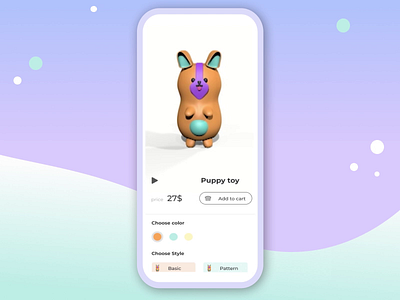 Toy Shop App 3d aftereffects animals animation app design cinema4d ecomerce games illustration minimal motion puppy purple shop toys ui ux