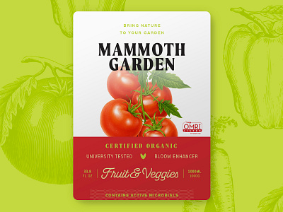 Mammoth Garden-Fruit & Veggie Label agriculture all natural branding fruit label design organic product design product label product label design veggie