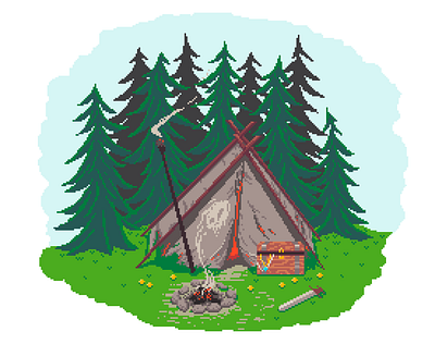 Cursed Thief Camp pixel pixelart pixelartchallenge pixelartist pixels randomplaceschallenge