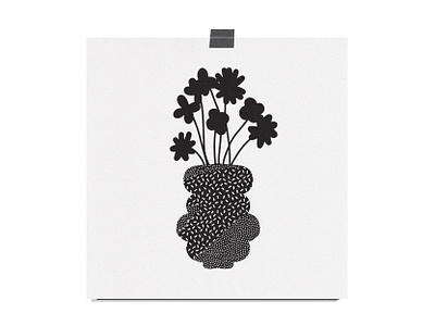 Plant Vase art black black and white flowers illustration plant plant illustration plant vase print texture vase