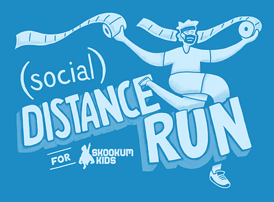 Skookum Kids (Social) Distance Run branding coronavirus hand drawn handmade logo mask race sketch textures