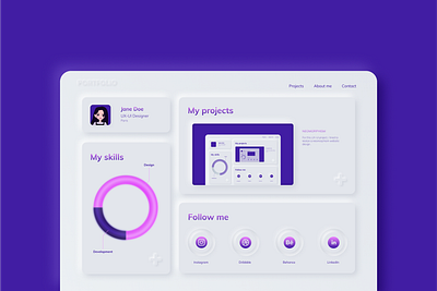 Profil page | UI-UX Design neomorphism portfolio design portfolio page profile page purple