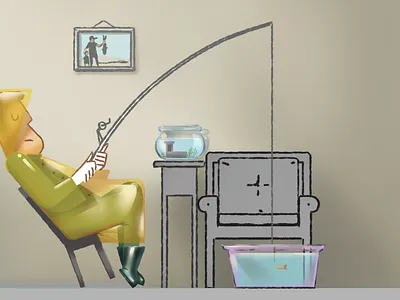 Fishing indoors characterdesign design designer drawing fishing graphicdesign illustration indoors