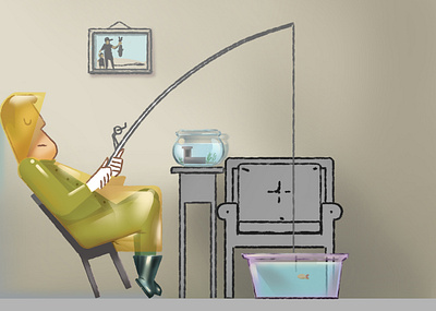 Fishing indoors characterdesign design designer drawing fishing graphicdesign illustration indoors