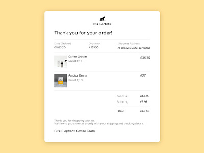 Daily UI 017 Order Receipt app dailyui design flat minimal ui ux web